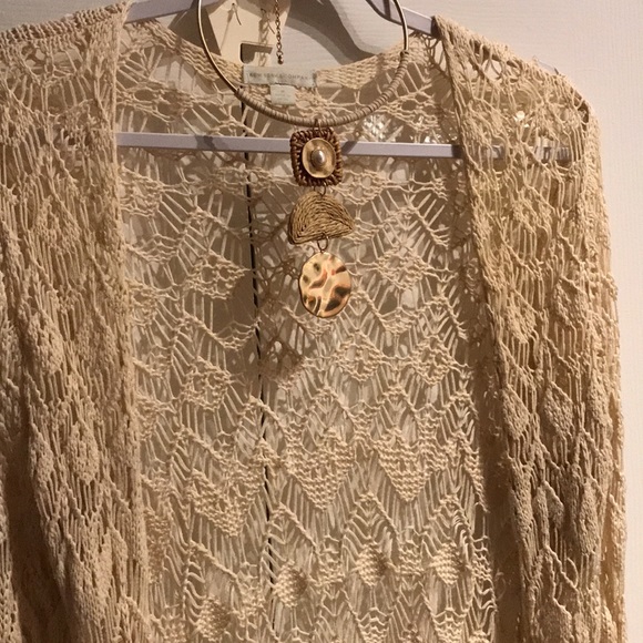 Bohemian Crocheted Cardigan Open Front Stunning Eggshell FINAL SALE - Picture 15 of 15